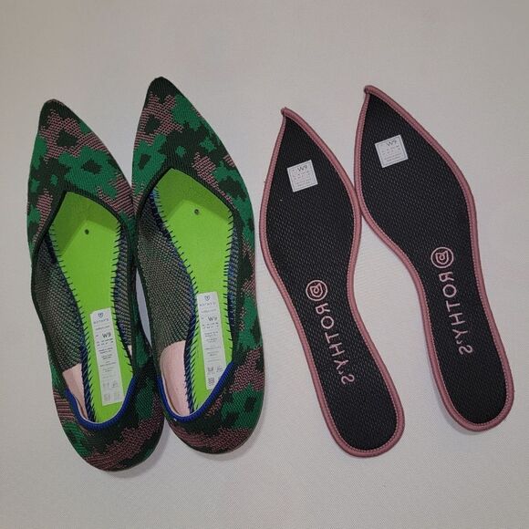 Rothy's Green Botanicamo Camo Point Toe Ballet Flat Shoes Sz 9 • Rare & Retired - Picture 13 of 16